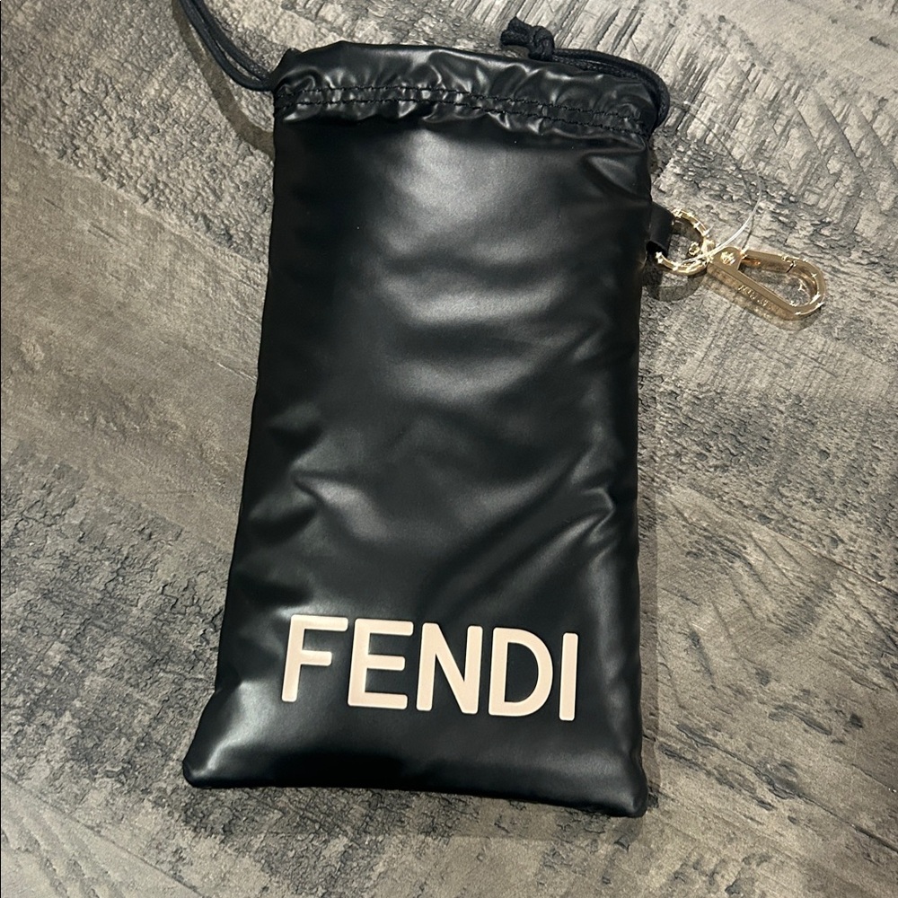 FENDI Logo Padded Nylon Sunglasses Pouch Keychain in Black - Picture 3 of 6